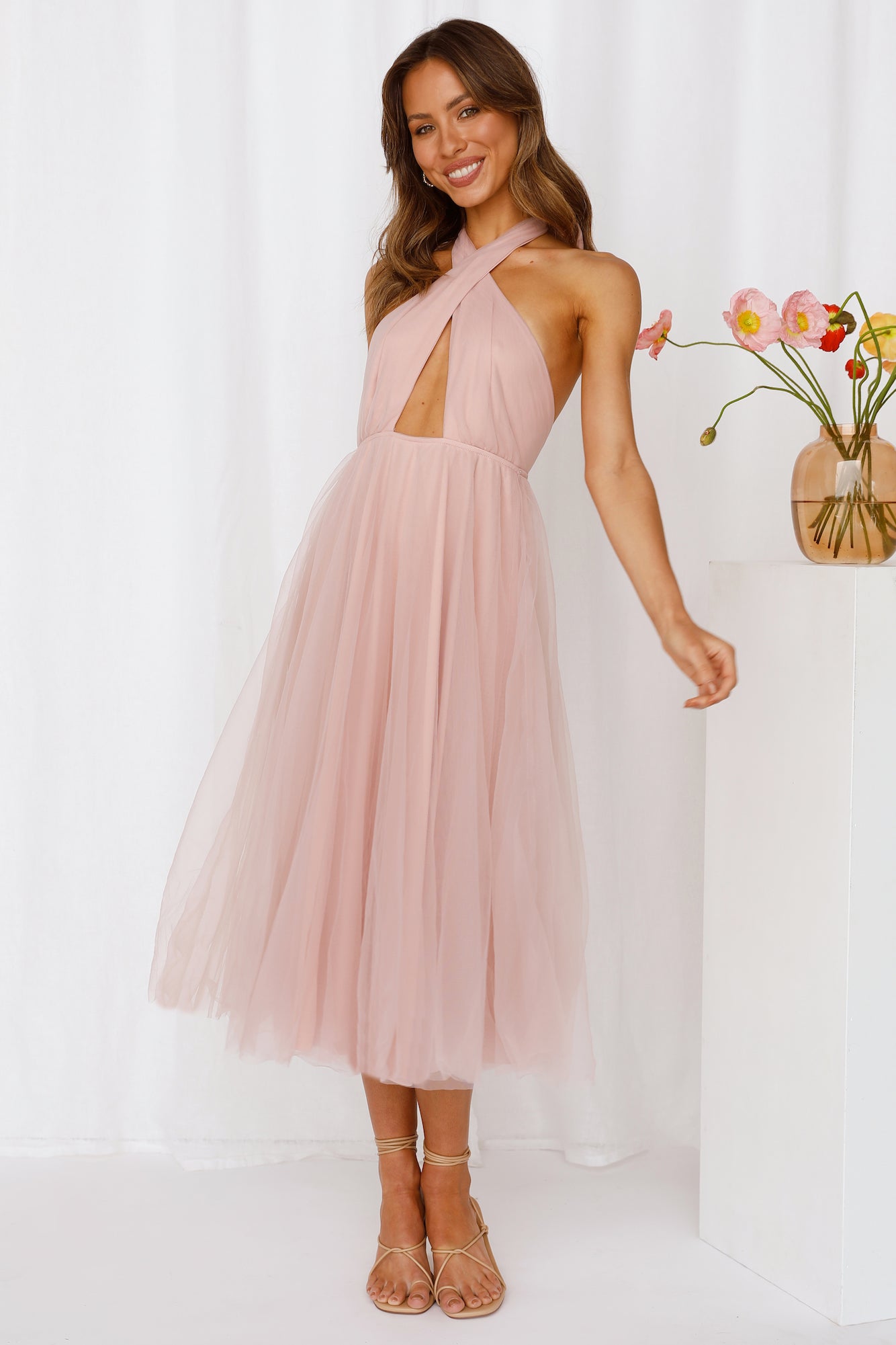 Little Tulle Much Midi Dress Pink