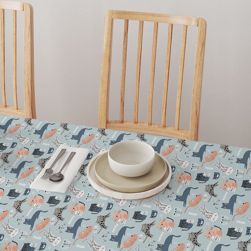 Square Tablecloth， 100% Polyester， 54x54， Cats Background