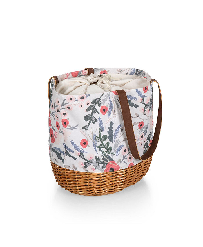 Picnic Time Coronado Canvas and Willow Basket Tote