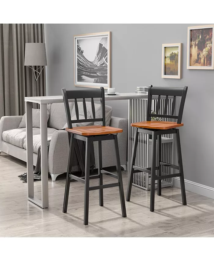 Costway Set of 2 Swivel Bar Stools 30.5'' Pub Height Dining Bar Chairs