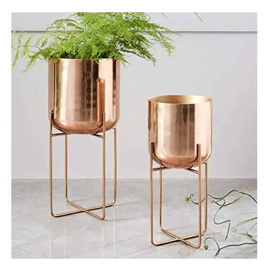 white   gold foldable metal planter with metal stand  adjustable planter on stand garden flower pot stand planter at best price