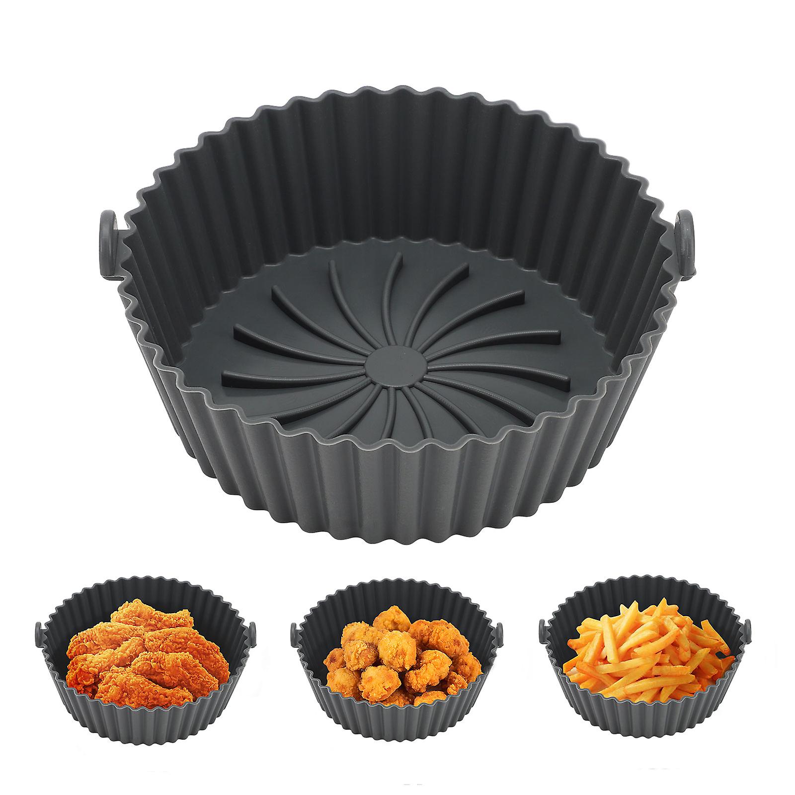 (1pcs/8.7inch Gray) Air Fryer Silicone Baking Tray Air Fryer Pad Lining