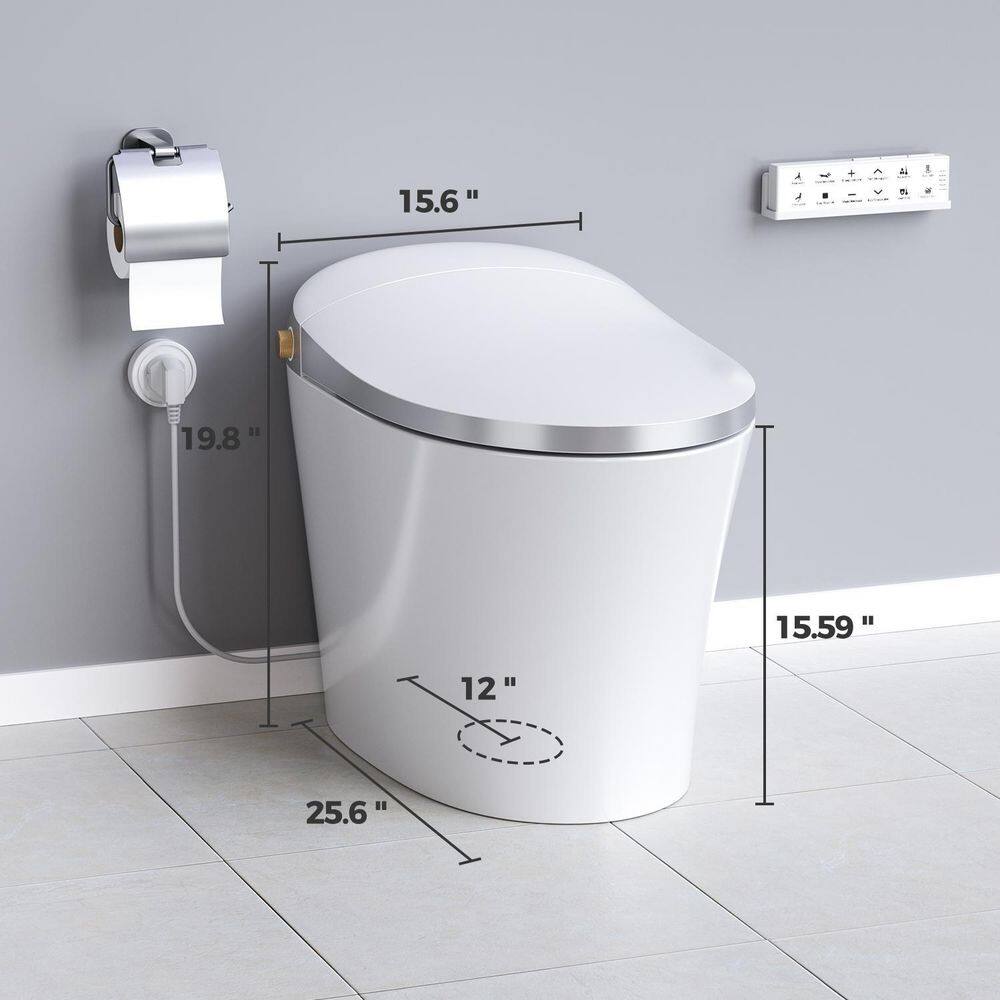 HOROW Elongated Smart Toilet Bidet in White with Auto Open Auto Close Auto Flush Heated Seat and Remote HR-0020Y