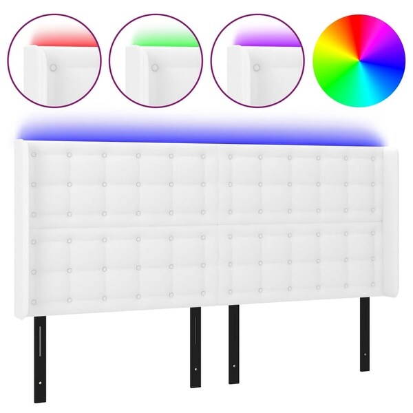 vidaXL LED Headboard Bed Headboard Bedroom Upholstered Headboard Faux Leather - - 37963309