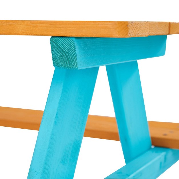 Kids x27 Outdoor Wood Rectangle Picnic Table Turquoise Teamson Kids