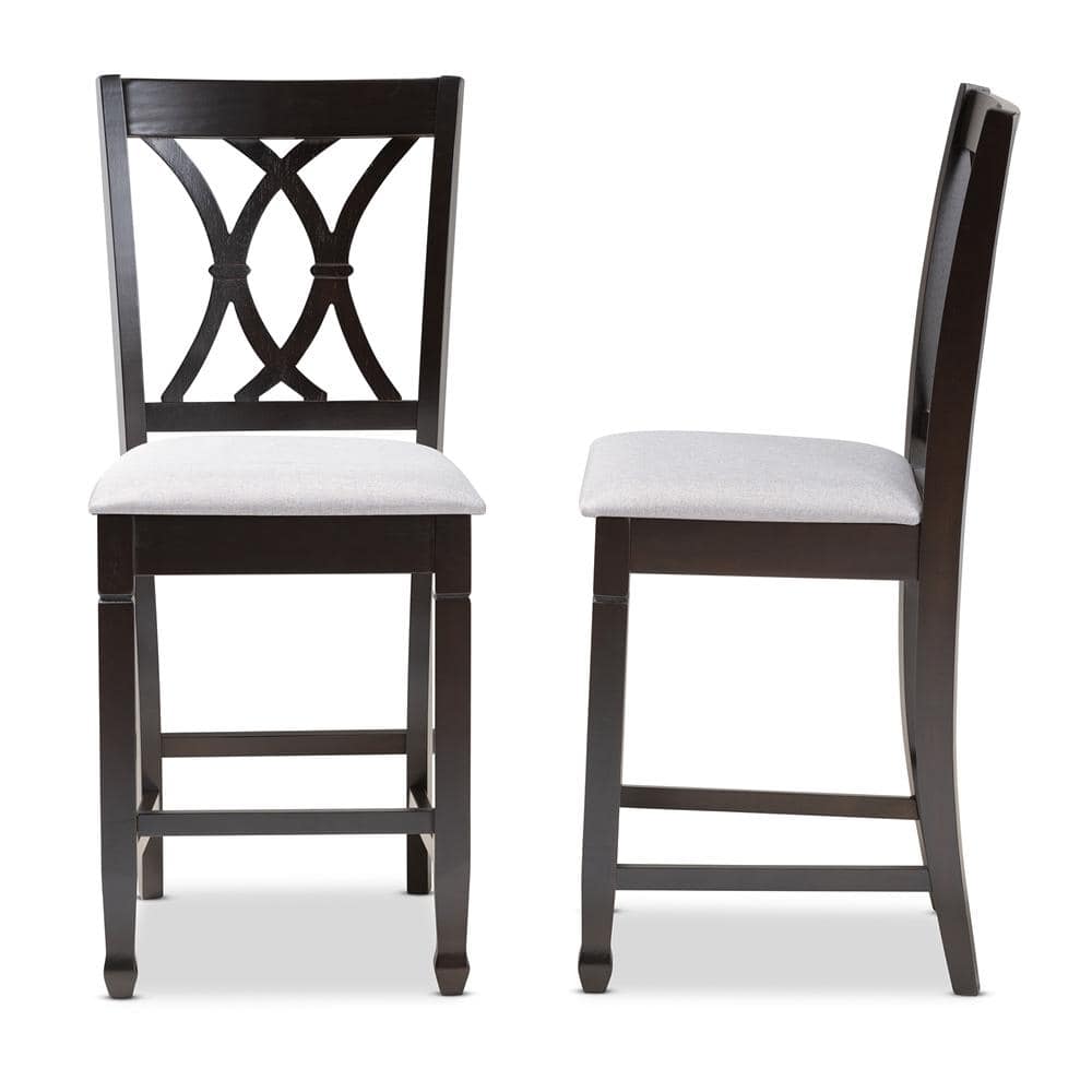 Baxton Studio Reneau 43 in. Gray and Espresso Bar Stool (Set of 2) 153-2PC-9596-HD