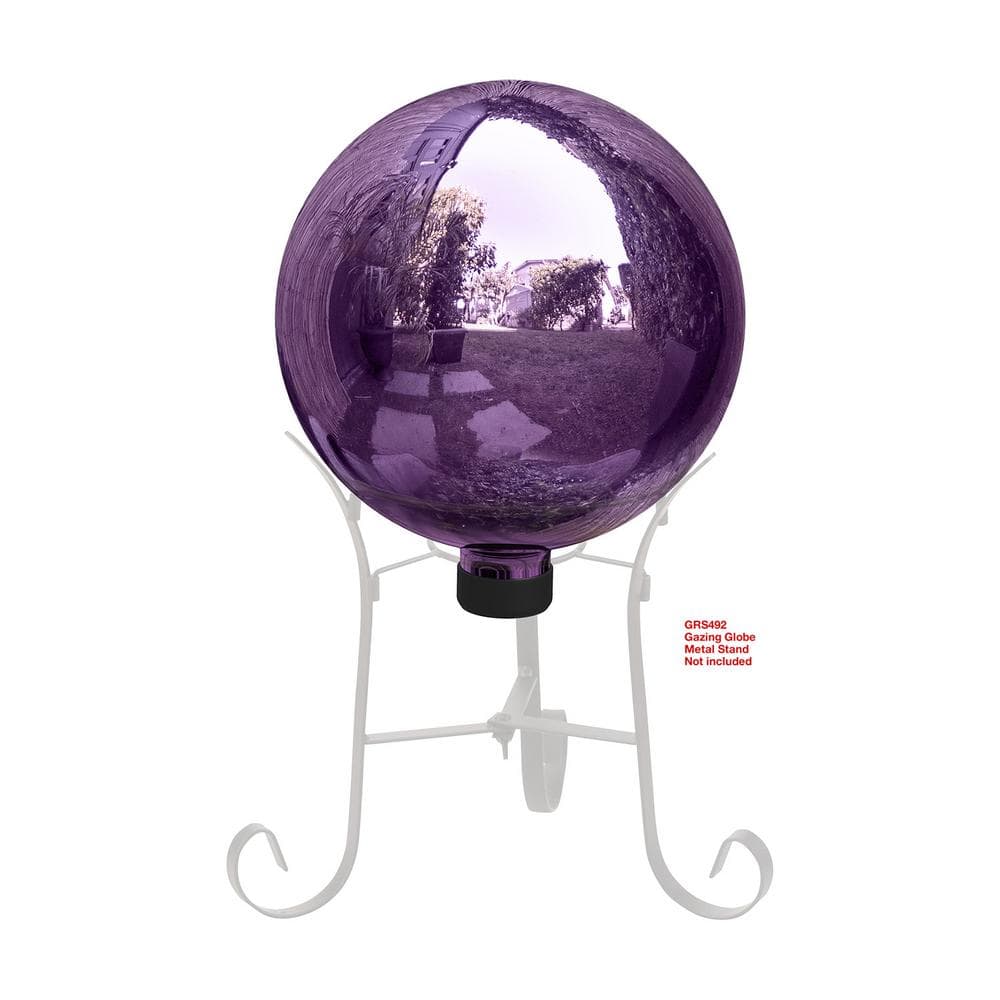 Alpine Corporation 10 in. Dia Indoor/Outdoor Glass Gazing Globe Festive Yard Decor, Dark Purple GLB292PL