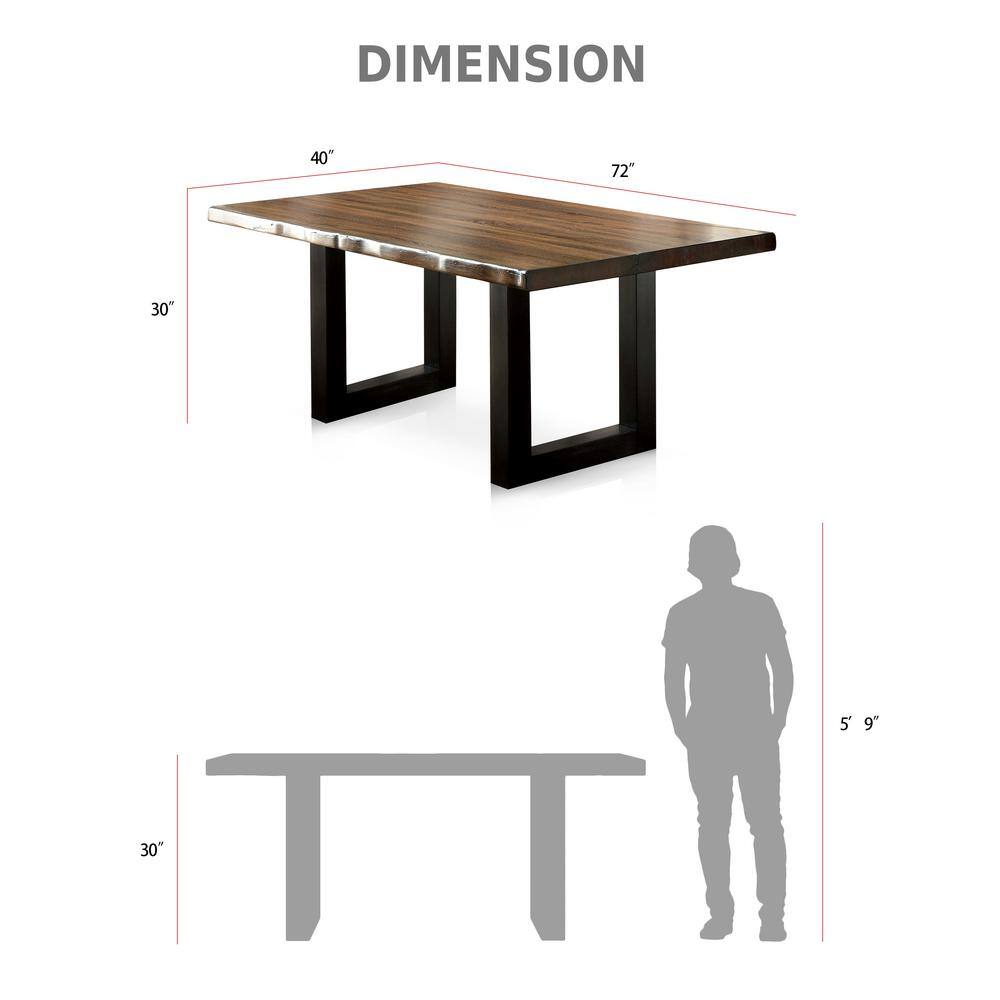 Furniture of America Verdu Rustic Tobacco Oak Wood 72 in. Trestle Dining Table With Live Edge Seats 6 IDF-3606T