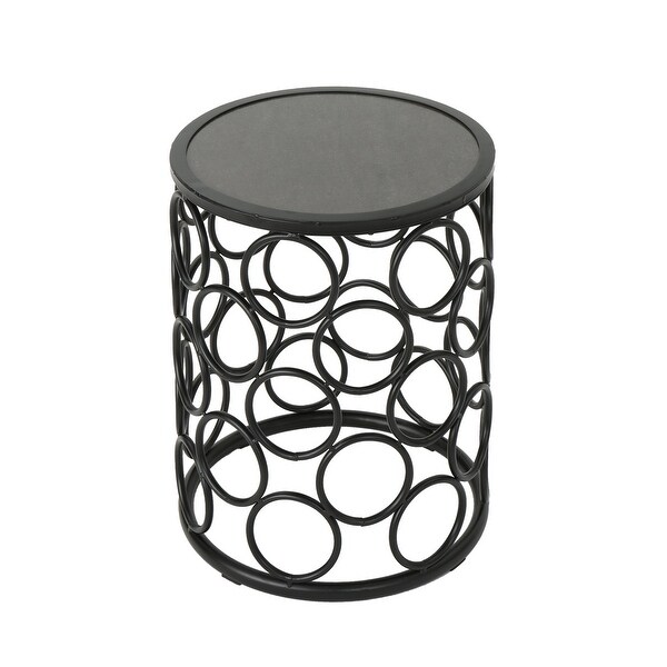 Leisure Zone Patio Metal Small Side Table with Tile table Top