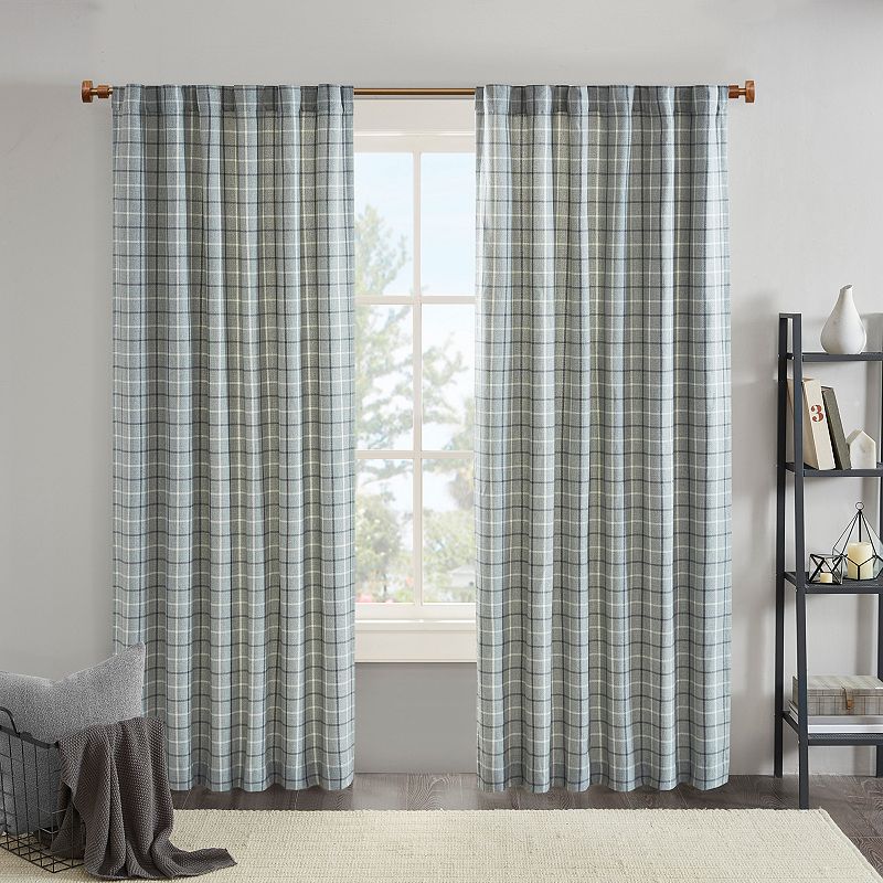 Madison Park Salford Plaid Rod Pocket and Back Tab Light Filtering 1 Window Curtain Panel