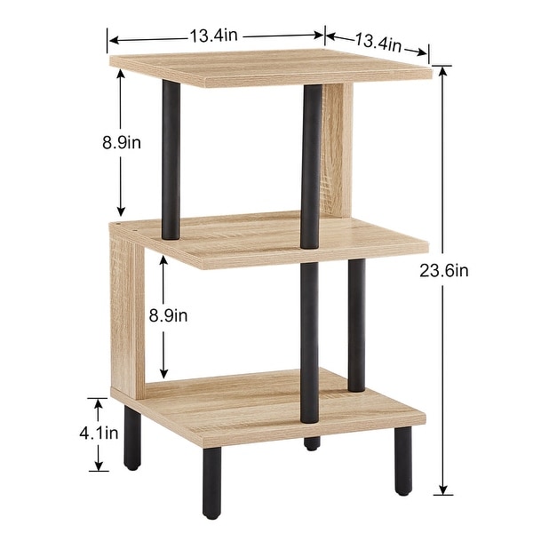 3-Tier Side Table Tall End Table with Storage Rack