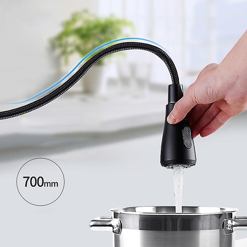 Matte Black Filtered Crane For Kitchen Pull Out Spray 360 Rotation Water Filter Faucet Three Ways Sink Mixer Kitchen Faucet