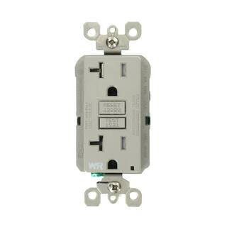 Leviton 20 Amp SmartlockPro WeatherTamper Resistant GFCI Duplex Outlet Gray GFWT2-GY