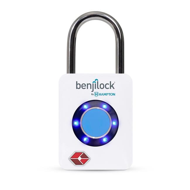 BenjiLock by HamptonA TSA Fingerprint Travel Padlock， 33mm Body with 15/16 inch Shackle， White