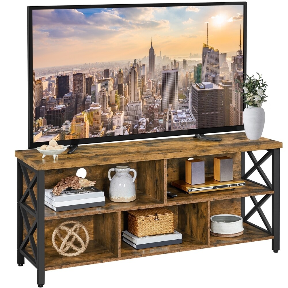 Yaheetech 65 Inch Industrial TV Stand with 5 Storage Cabinets for TVs