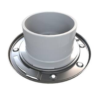 Oatey Fast Set 3 in. Outside Fit or 4 in. Inside Fit PVC Hub Toilet Flange with Test Cap and Stainless Steel Ring 435922