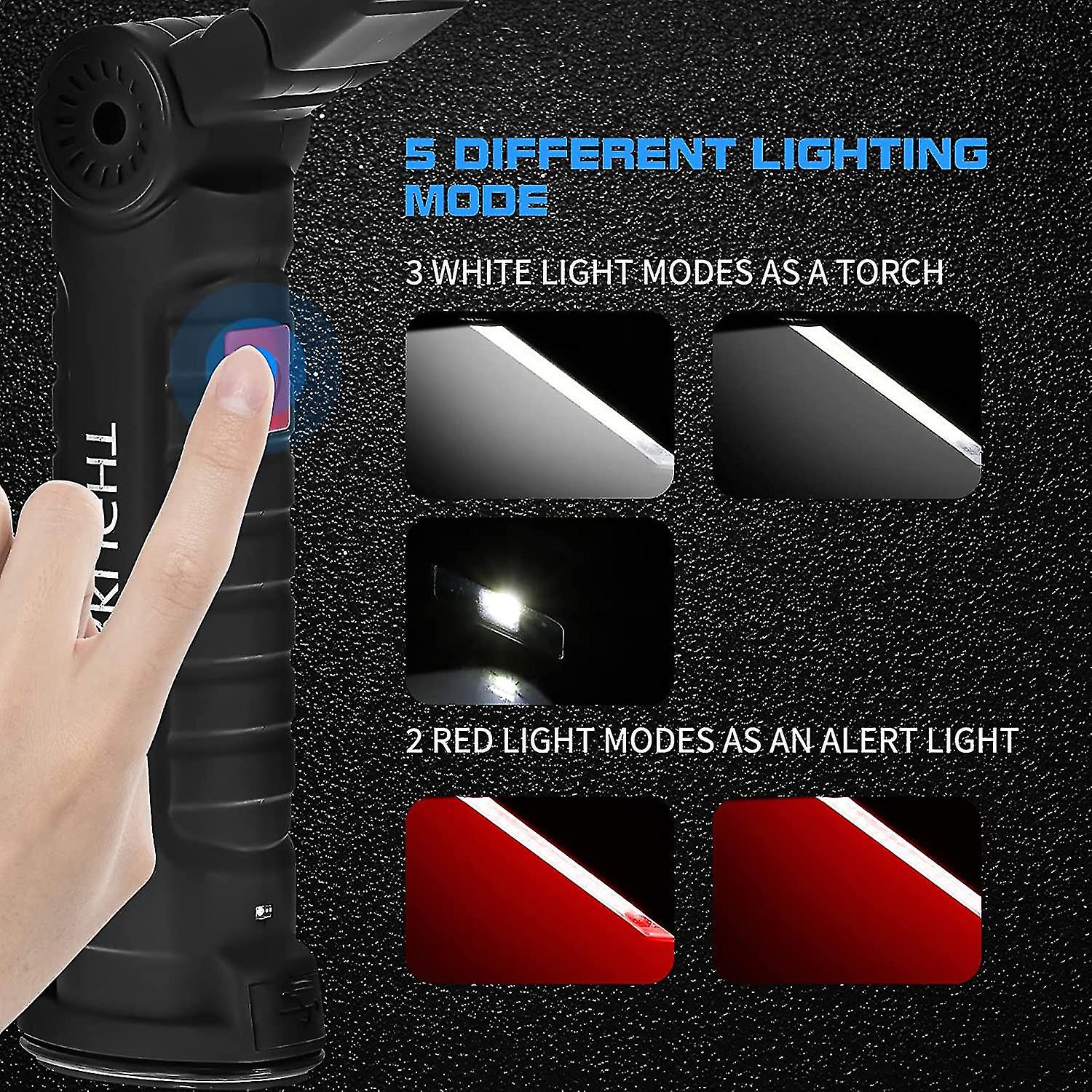 Usb Rechargeable Flashlight Torch Led Magnetic Cob Hanging Hook(2pcs Small)[energy Class A]