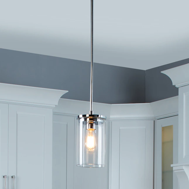 Kichler 43996CH Crosby Chrome Transitional Clear Glass Cylinder Mini Pendant Light