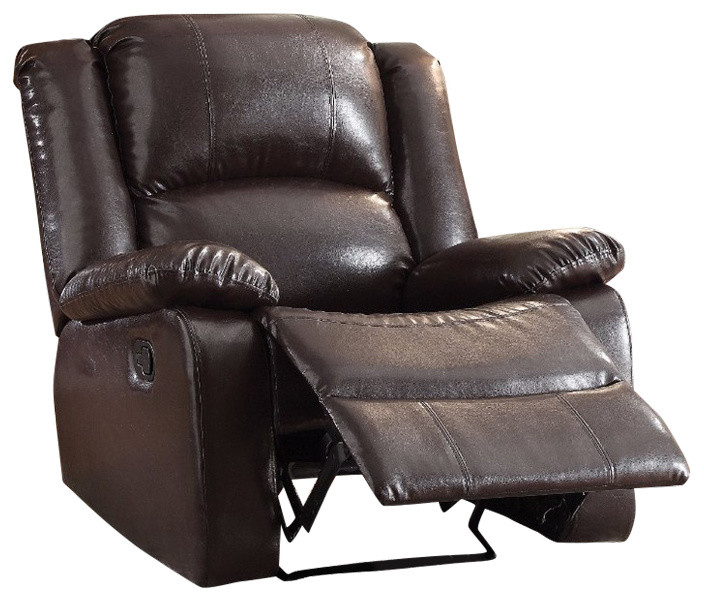 Benzara BM154328 Oversized Back Support Recliner Espresso Pu   Transitional   Recliner Chairs   by BuyDBest  Houzz