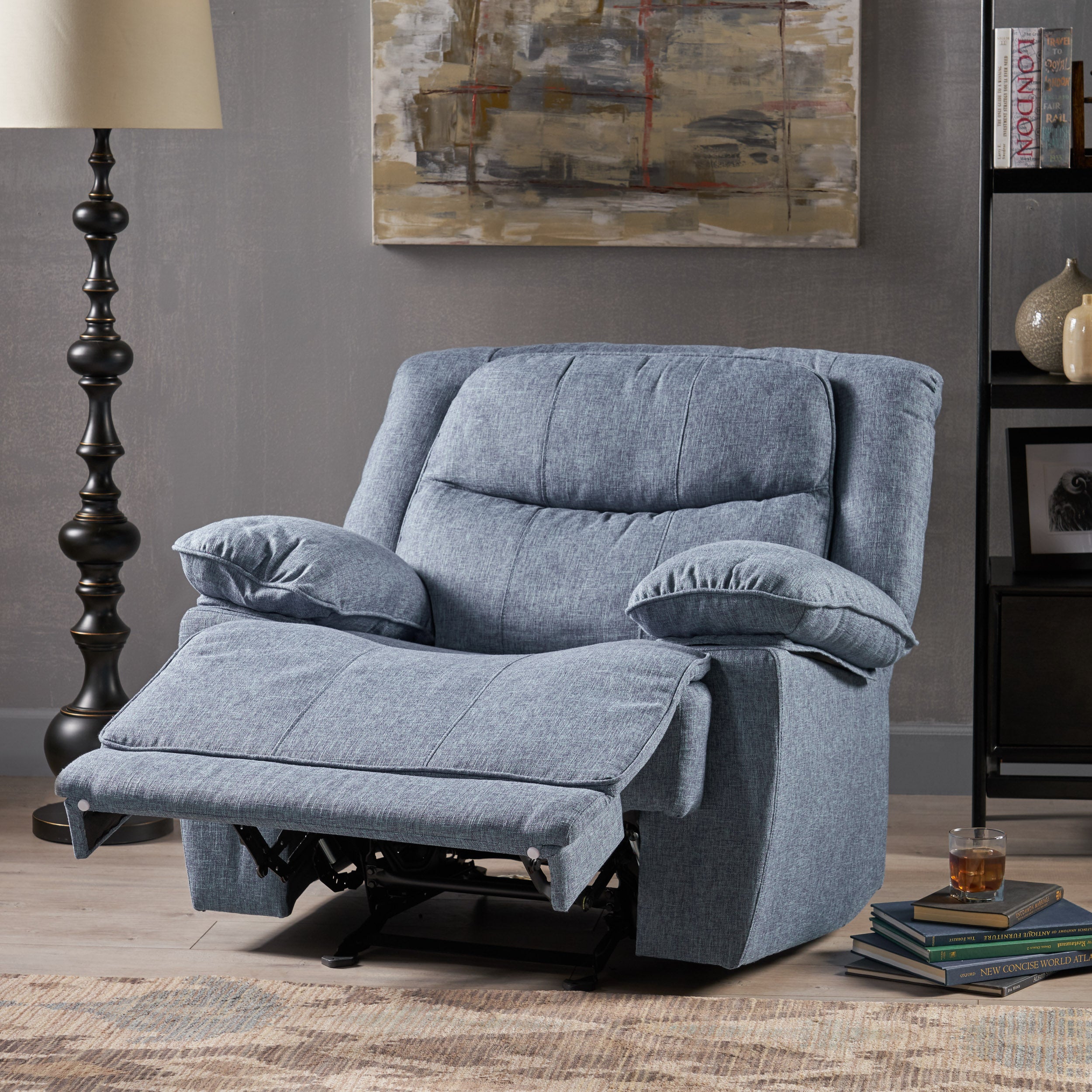 Antoinette Contemporary Pillow-Tufted Upholstered Fabric Glider Recliner