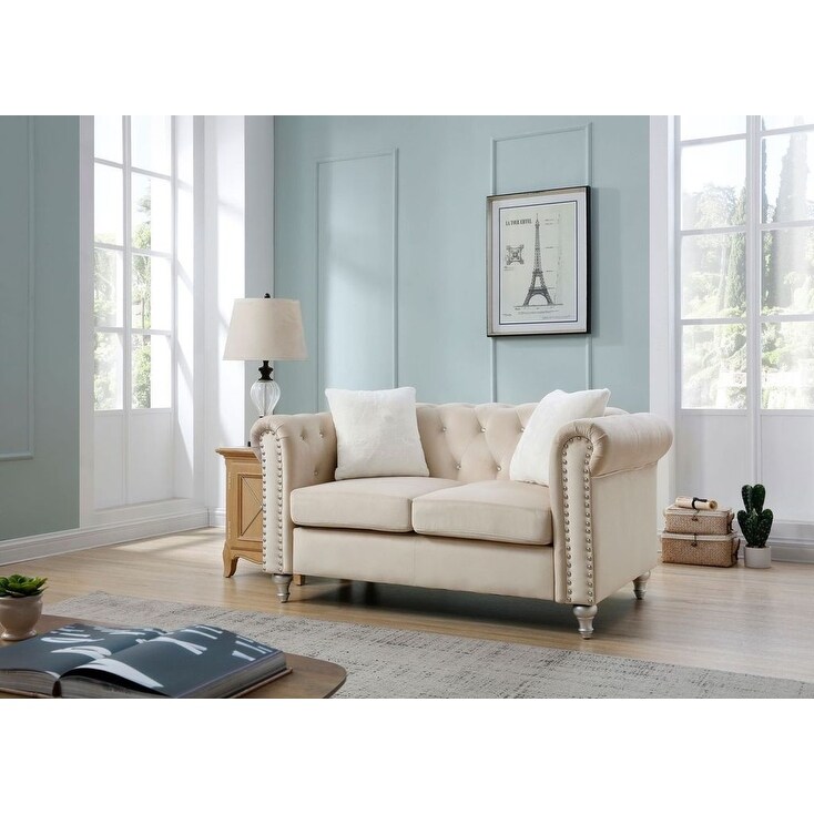 Raisa Microsuede Velvet Tufted Loveseat
