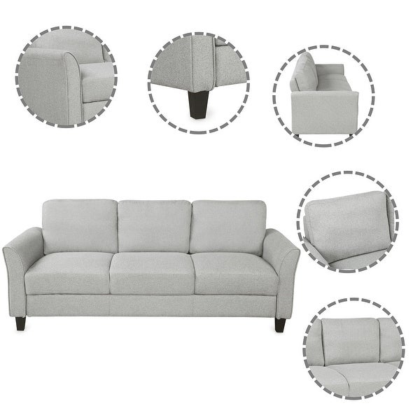 2-piece Sets Living Room Furniture with Fabric Upholstered Single Chair and 3-seat Sofa Sets， Track Arms and Wood Frame Couches