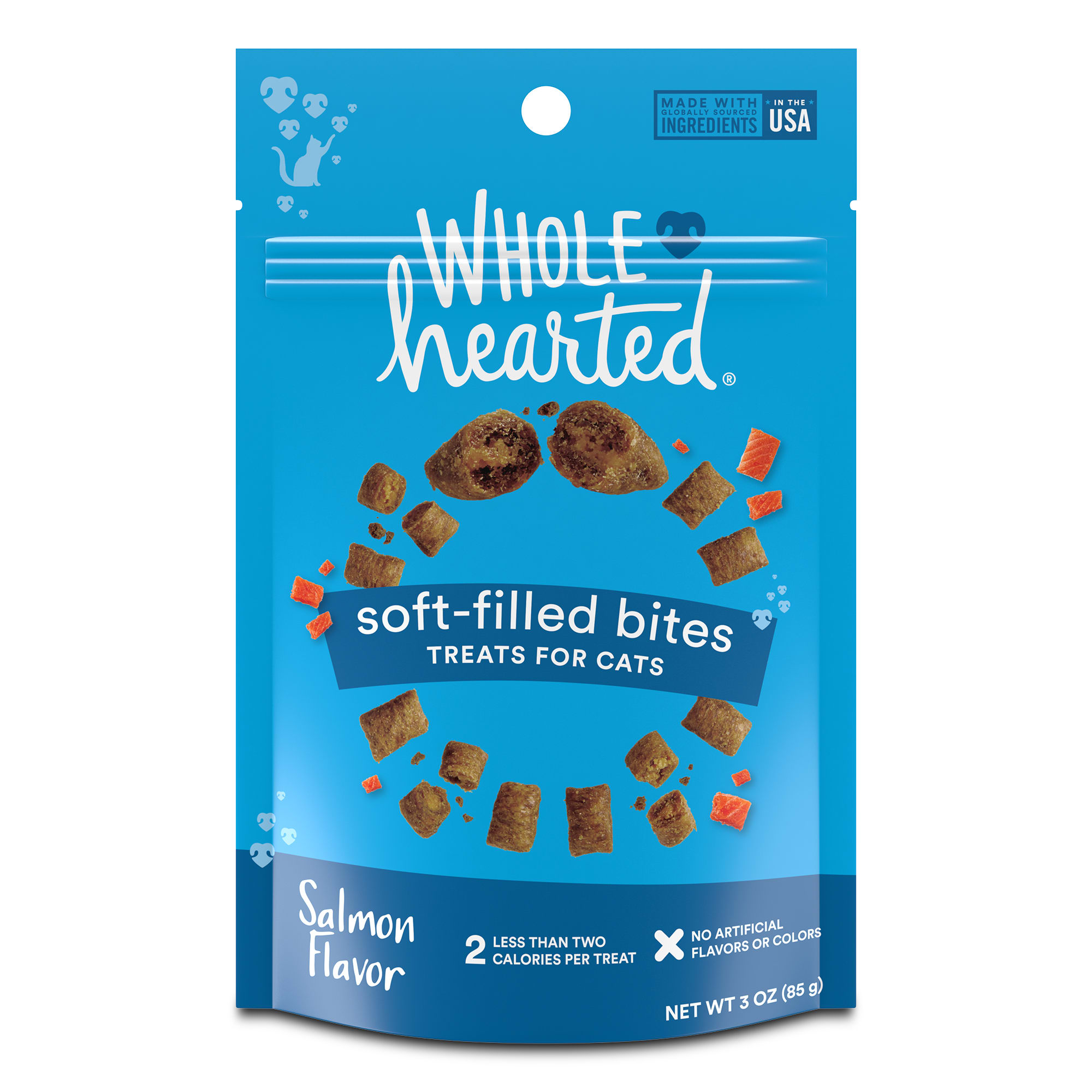 WholeHearted Salmon Flavor Soft-Filled Bites Cat Treats， 3 oz.