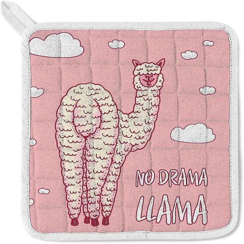 Insulation Kitchen Oven Mitts Potholder Apron 3pcs Set Cute Alpaca Llamas Guanaco Non Slip Heat Resistant Gloves For Baking Cooking Bbq