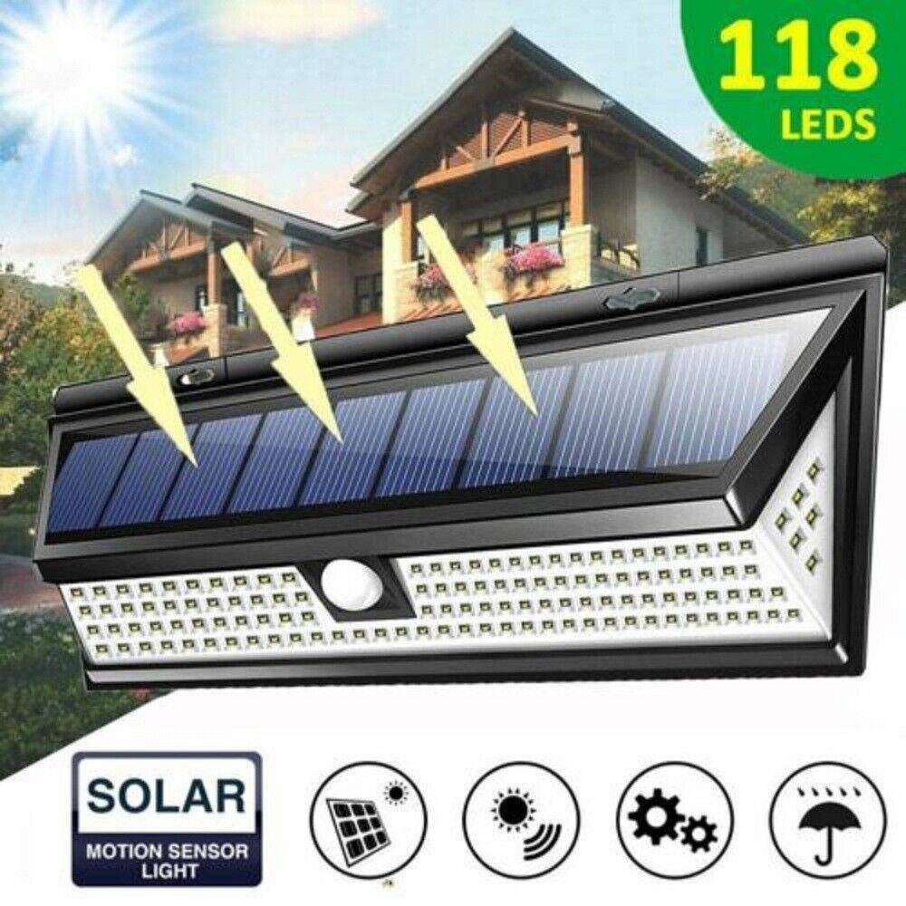 118LED Waterproof Solar Power PIR Motion Sensor Wall Light Garden Security Lamp Outdoor Garden Lighting