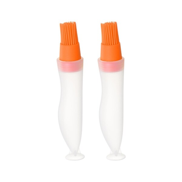 2pcs Silicone Oil Bottle Brush with Cap for Grill BBQ Cooking Baking， Orange