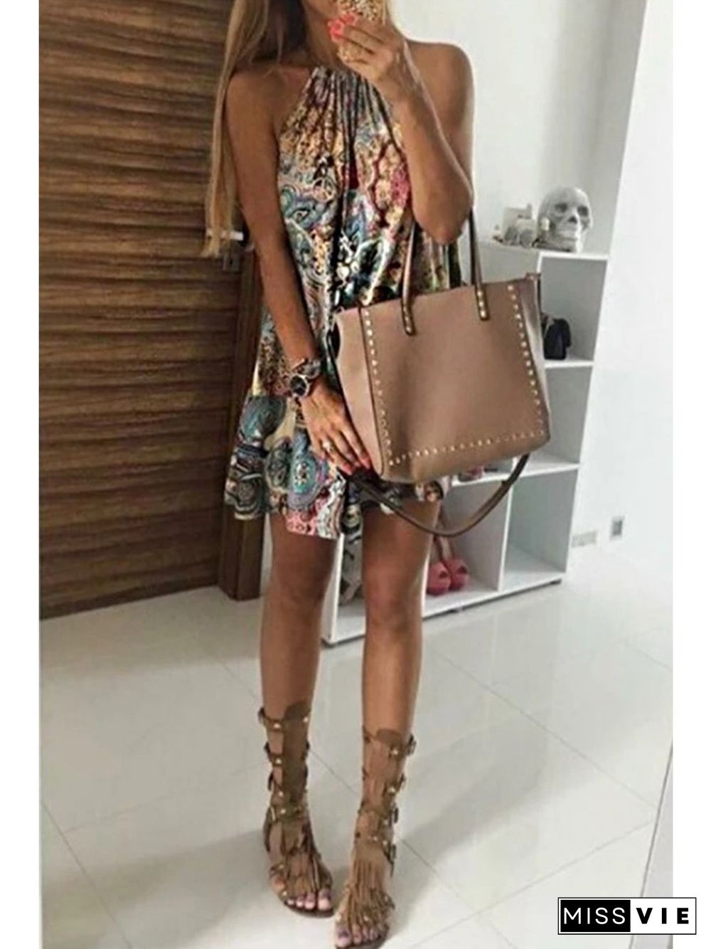 Bohemian Ocean Printed Dress P10288