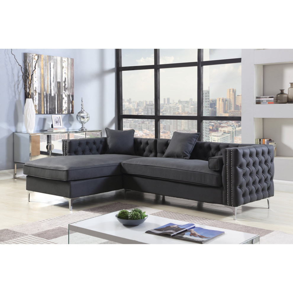 Contemporary Left Hand Facing Sectional Sofa  PU Leather Seat  ampBackrest   Midcentury   Sectional Sofas   by Decorn  Houzz