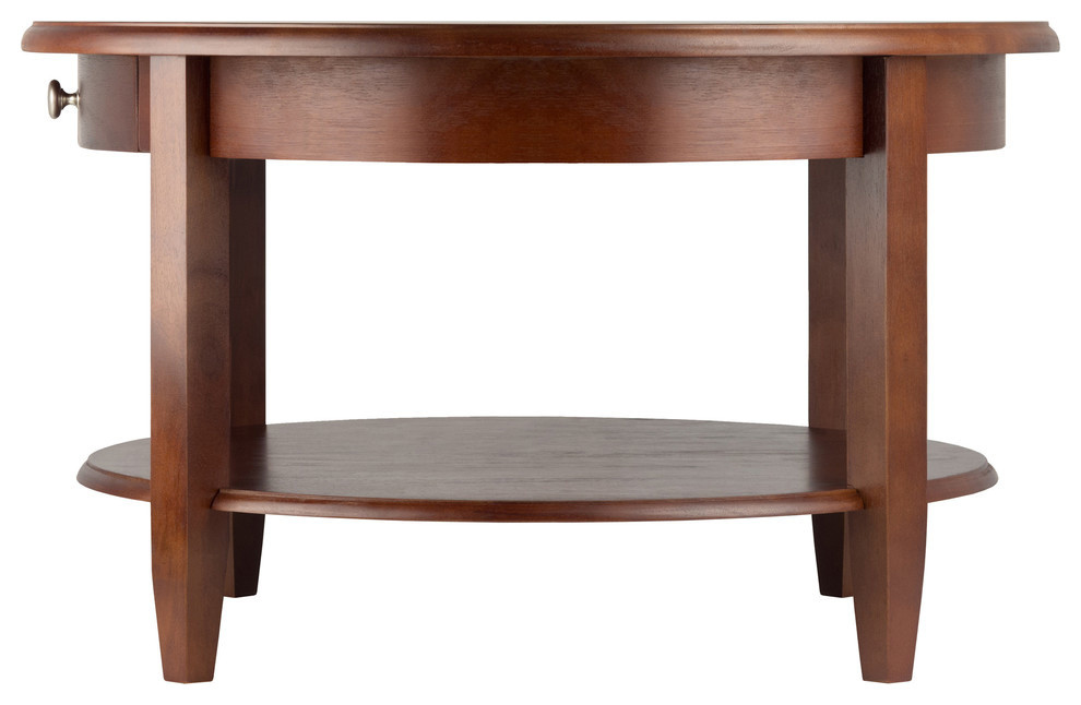 Concord Round Coffee Table With Drawer and Shelf   Transitional   Coffee Tables   by Global Discount Store LLC  Houzz