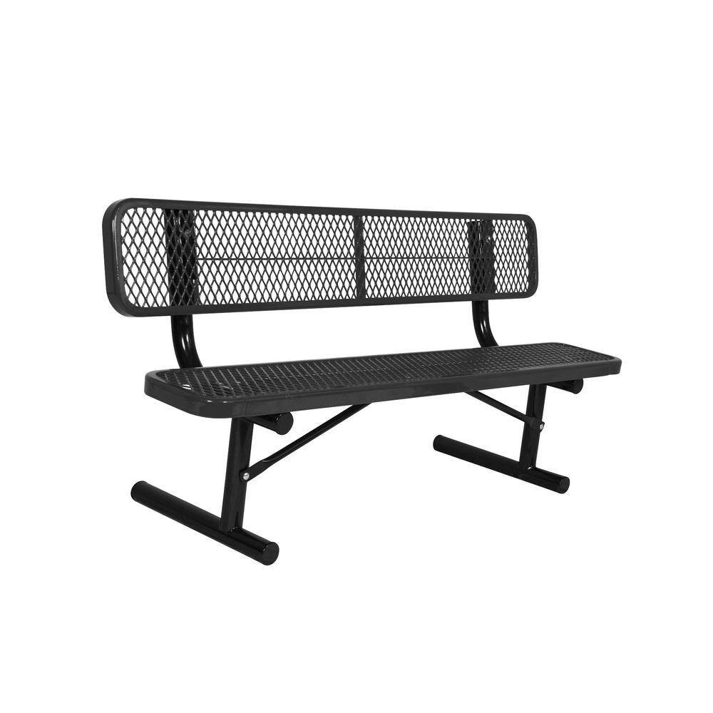 Portable 8 ft. Black Diamond Commercial Park Bench with Back LC7781-BLACK