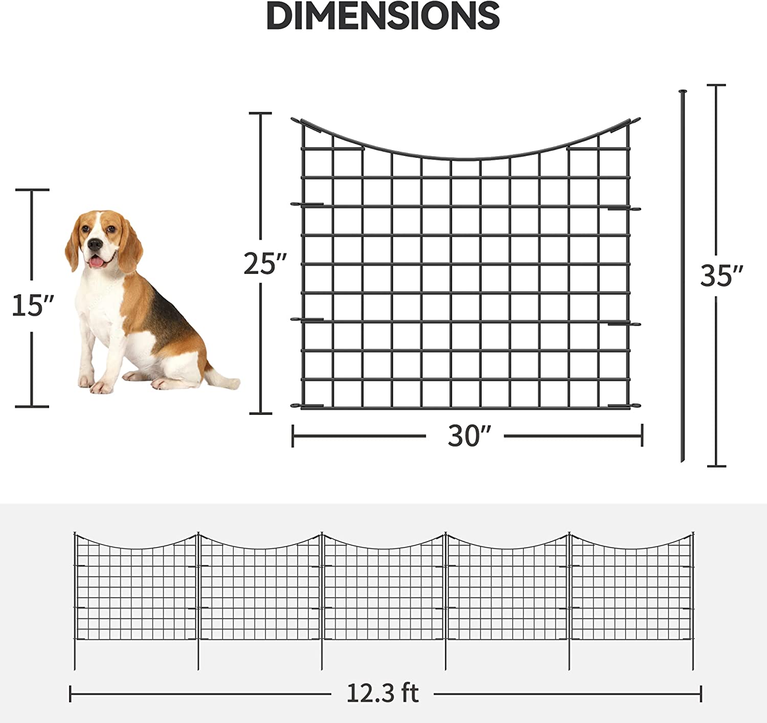 YITAHOME Metal Decorative Garden Fence 25''(L)×30''(H) Outdoor Wire Fence Animal Barrier Rustproof Iron Landscape Animal Barrier for Yard Patio Fence（5 Panels)