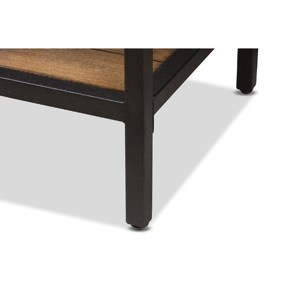 Baxton Studio Caribou Rustic Industrial Style Oak Brown Finished Wood and Black Finished Metal Console Table