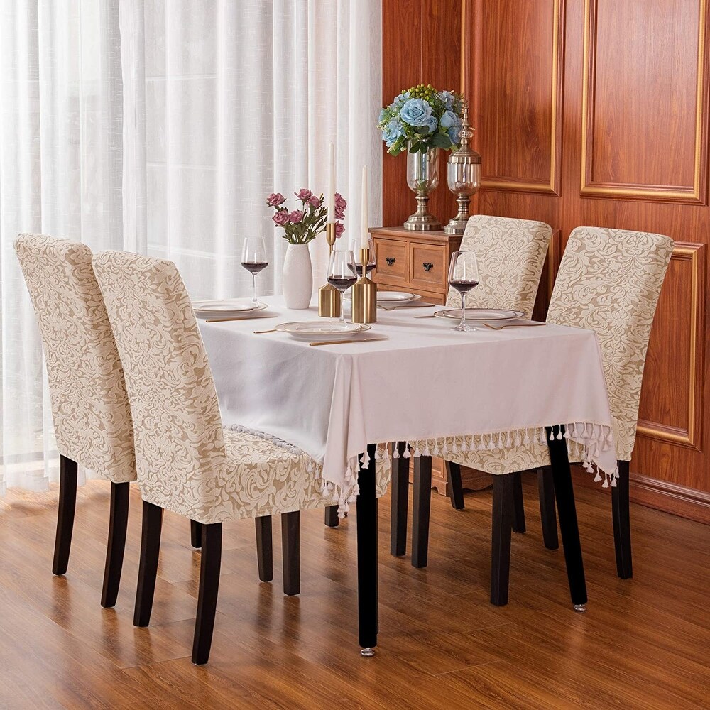 Subrtex Set of 2 Stretch Dining Chair Cover Jacquard Damask Slipcovers