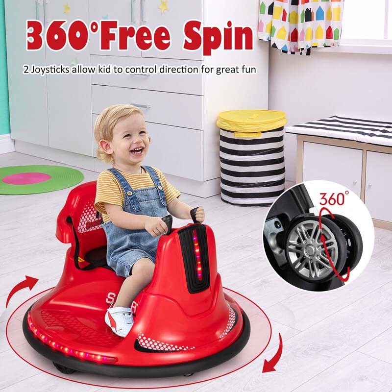 12V Electric Ride on Bumper Car for Kids, Battery Powered Race Car Bumping Toy with 360 Degree Spin