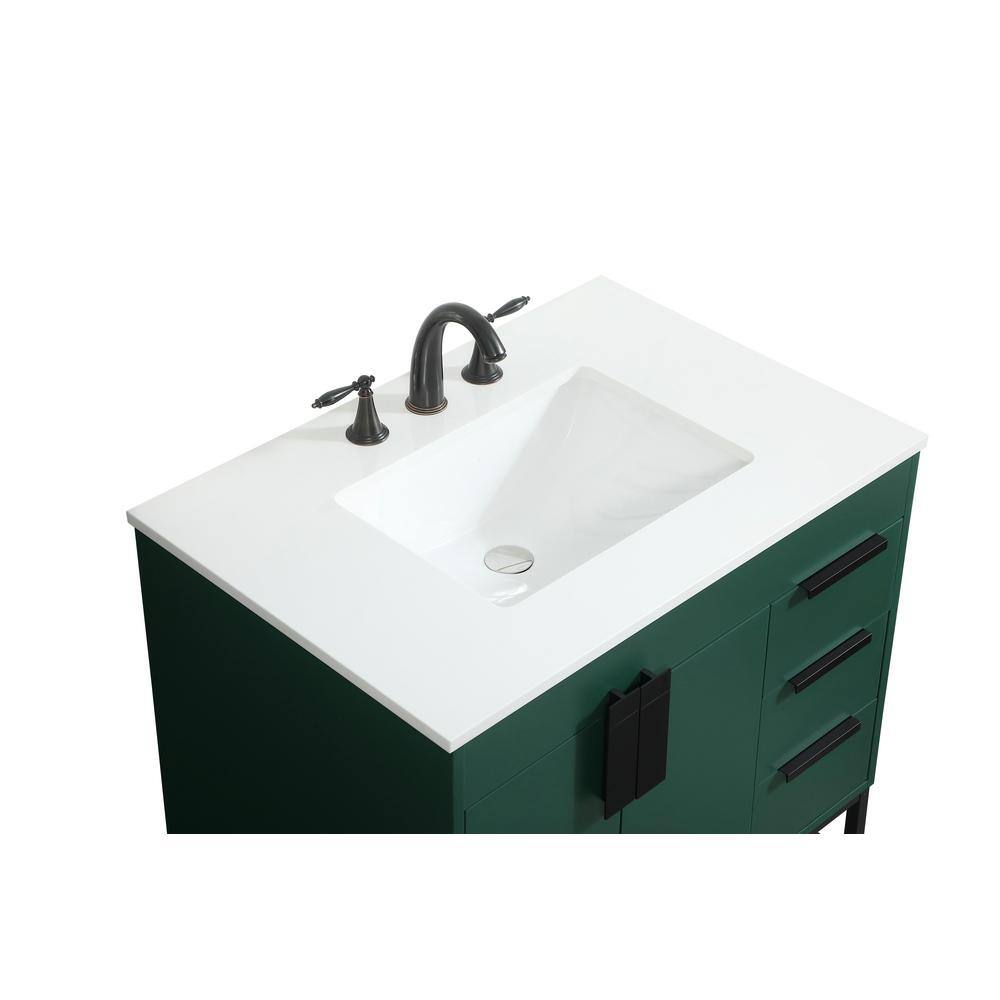 Timeless Home 22 in. W x 32 in. D x 33.5 in. H Bath Vanity in Green with Ivory White Quartz Top TH97664MGN