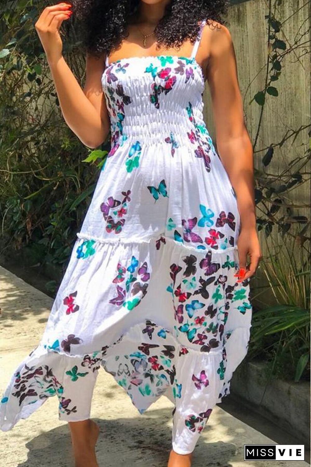 Printed Ruffle Maxi Dress