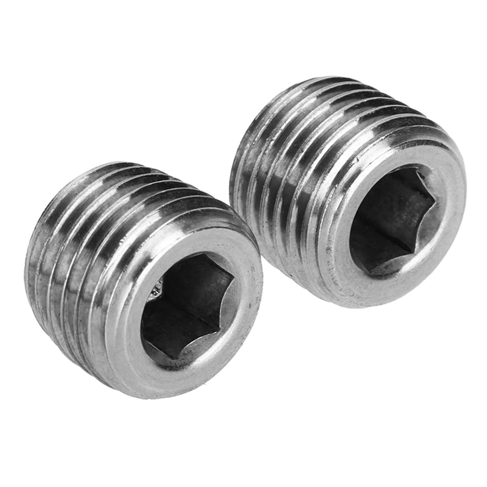 2pcs 1/4in Npt Pipe Plug Male Thread Fitting Stainless Steel Internal Hex Thread Plug Universal