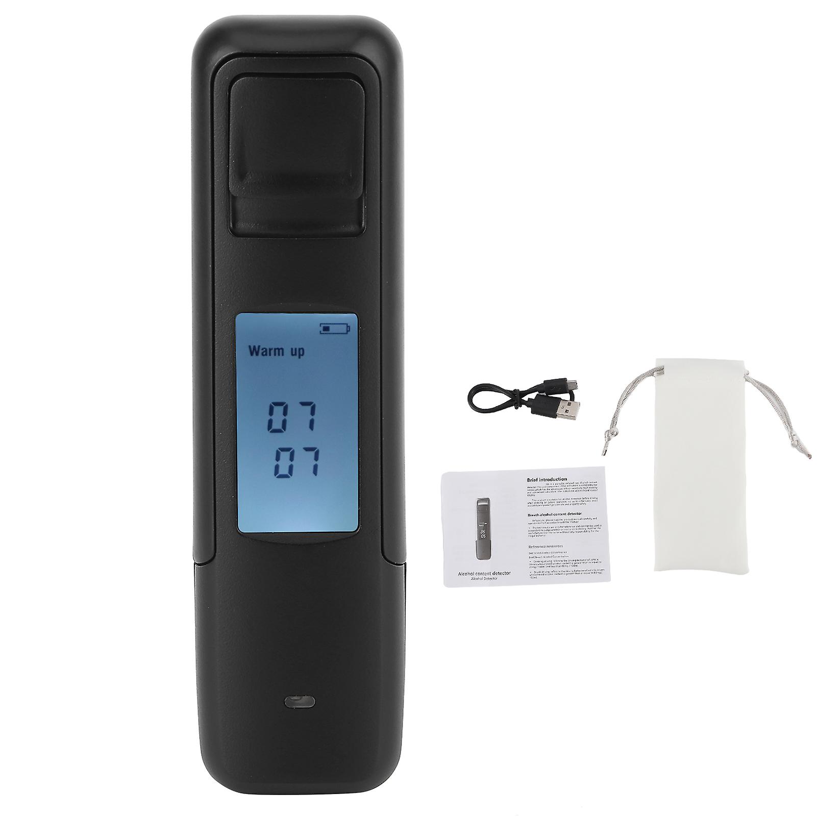 Portable Breathalyzer Lcd Display Wine Tester Drunk Driving Analyzer Blow Detector Csy006black