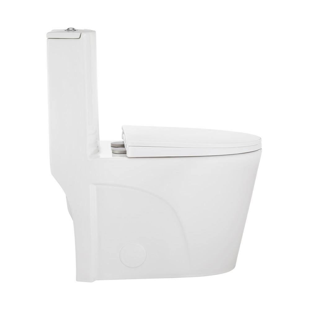 Swiss Madison St. Tropez 10 in. 1-piece 1.11.6 GPF Dual Flush Elongated Toilet in Glossy White Seat Included SM-1T274