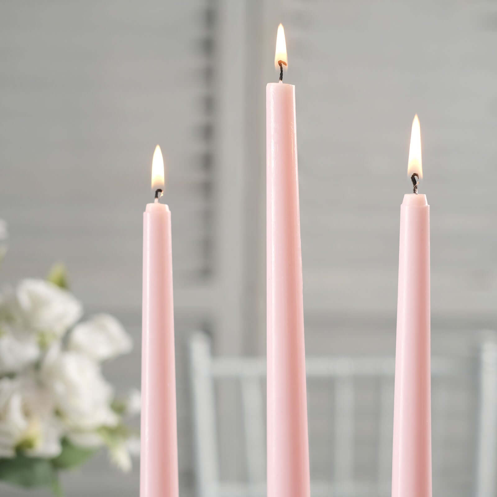 12 Pack Blush Premium Wax Taper Candles, Unscented Candles 10