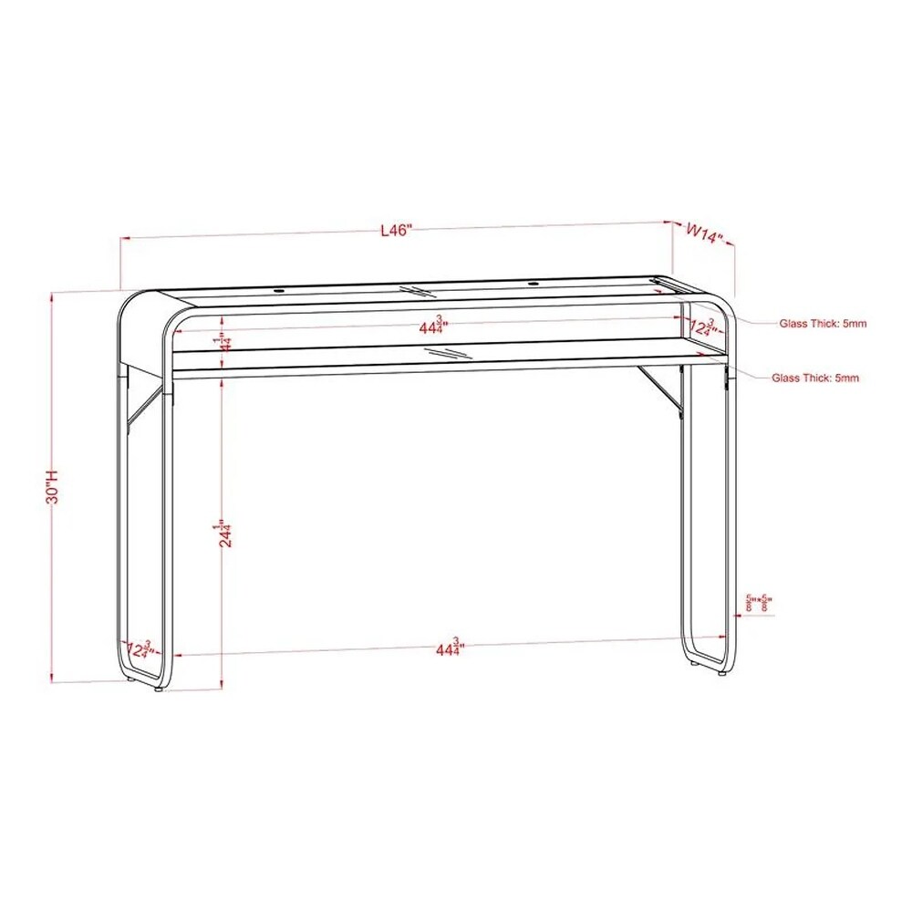 Watler Contemporary 46 inch Glass Top 1 Shelf Sofa Table by Furniture of America