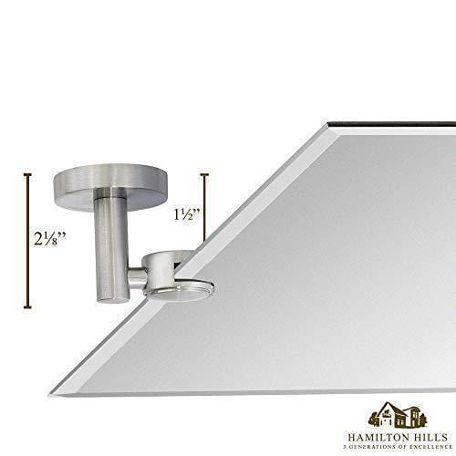 Large Tilting Pivot Rectangle Mirror with Brushed Chrome Wall Anchors 24