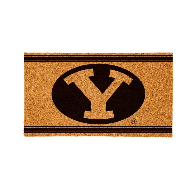 Evergreen Brigham Young University Logo Turf Mat Brown 28 X 16 Inches Indoor Outdoor Doormat