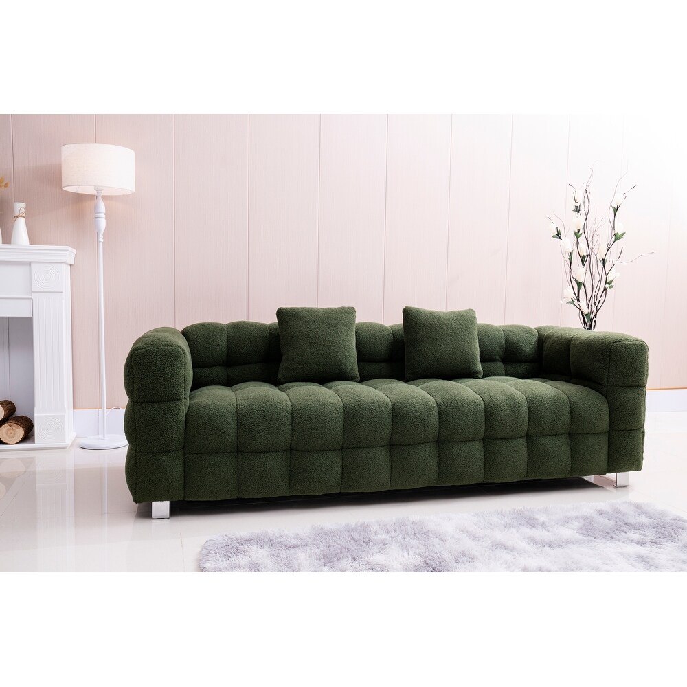 Livingroom Sofa 3 Seat Upholstered Tufted Couch with Pillows Couch