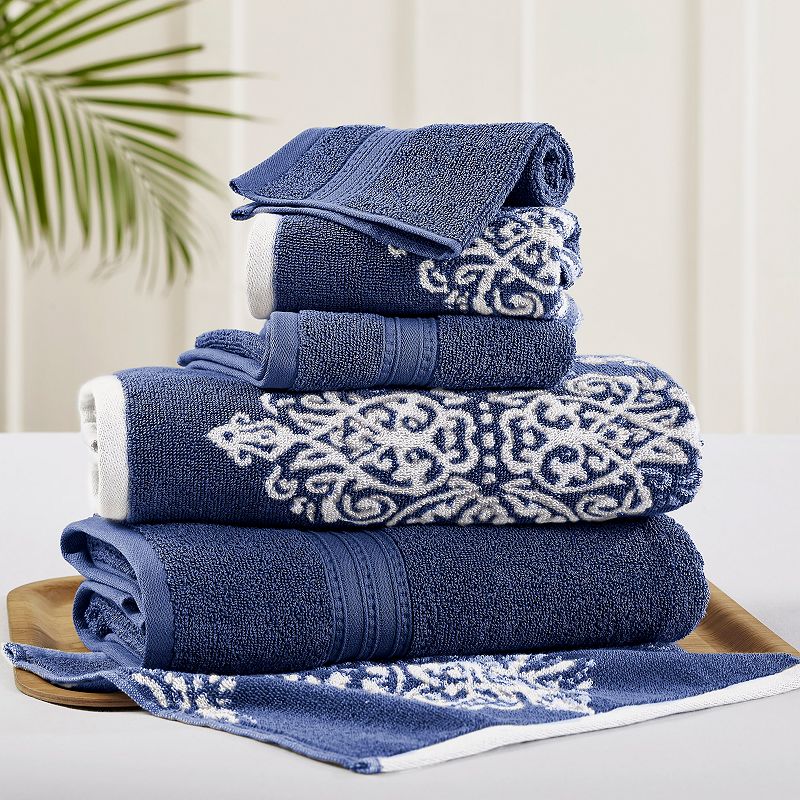 6-piece  Damask Reversible Jacquard Bath Towel Set