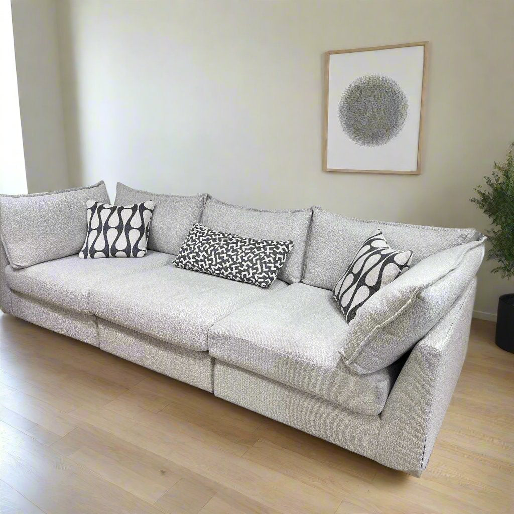 Flange 3-Pc Modular Sofa Oversized in Pewter or Natural 125